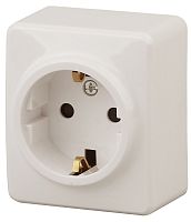 Розетка с заземлением накладная Эра Эксперт 1-м. слоновая кость картинка